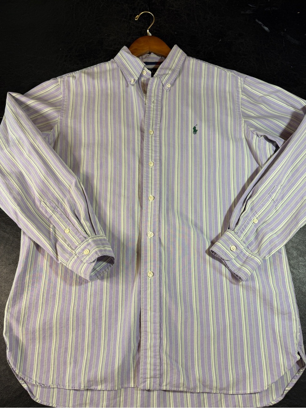 Polo by Ralph Lauren Lavender, White & Green Striped Button-Down Shirt